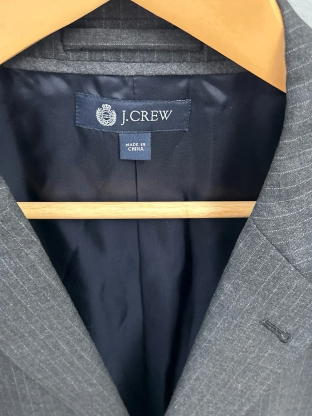 J Crew Jacket Mens 42L Gray 3 Button Aldridge Loro Piana Super 120s Wool Blazer